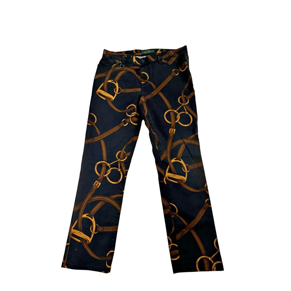 LRL Lauren Jeans Co Ralph Lauren Petite Bridle Equestrian Black Jeans